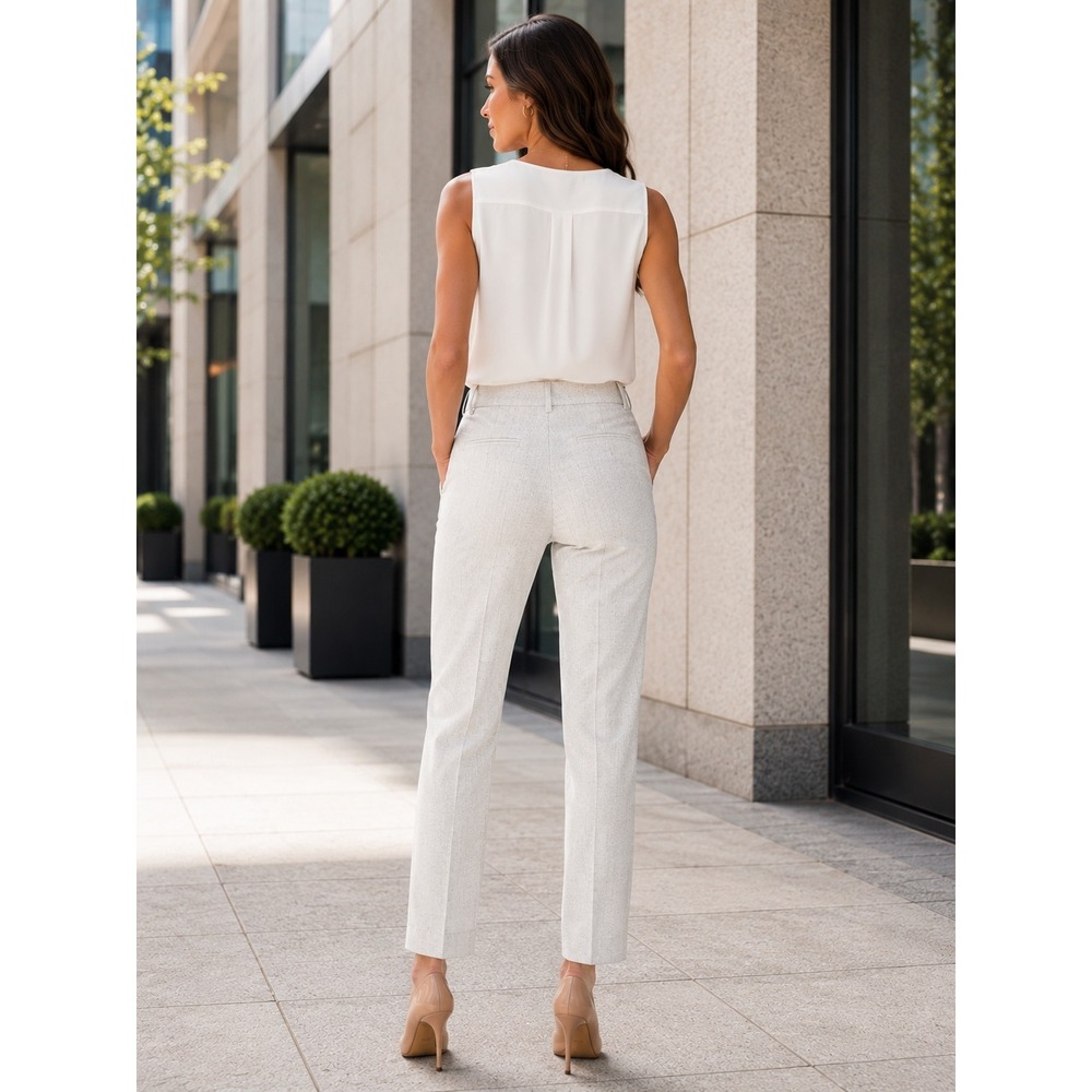 Rebecca Taylor Tailored Clean Suiting Pants‎ Light Heather Career Trouser 8 NWT - Picture 3 of 16